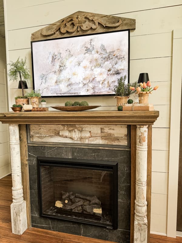 Rustic Shabby Chic Mantel for Spring