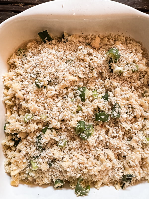 Add a layer of panko to the top of the oyster casserole.  