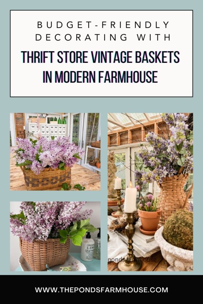 Budget Friendly Thrift Store Baskets.  Decorating in a modern farmhouse with baskets.  
