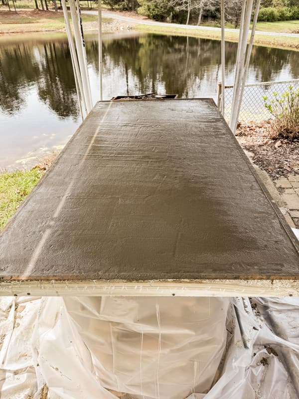 Poured Concrete countertop for outdoor bar.  