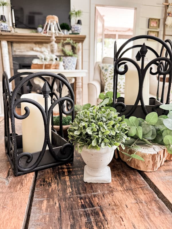 Coffee Table Centerpiece Rustic Lanterns  A DIY Dollar Tree Craft.  