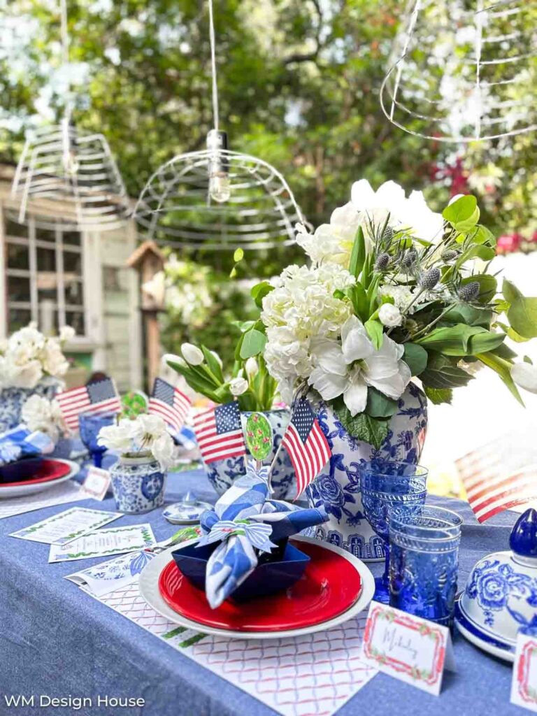 Patriotic Tablescape with free printables.  