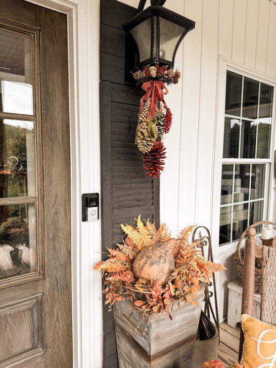 Easy DIY Pinecone Swag For Fall Porch Decor