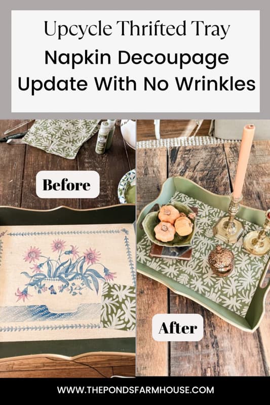 Napkin Decoupage Tray Makeover