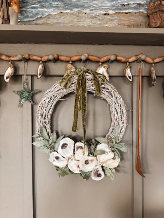 Shell Display Wreath Upcycled Christmas Wreath: DIY Oyster Shell Decor