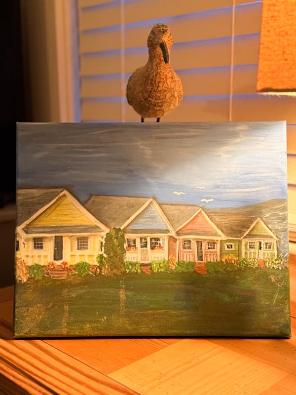First painting of the beach cottages