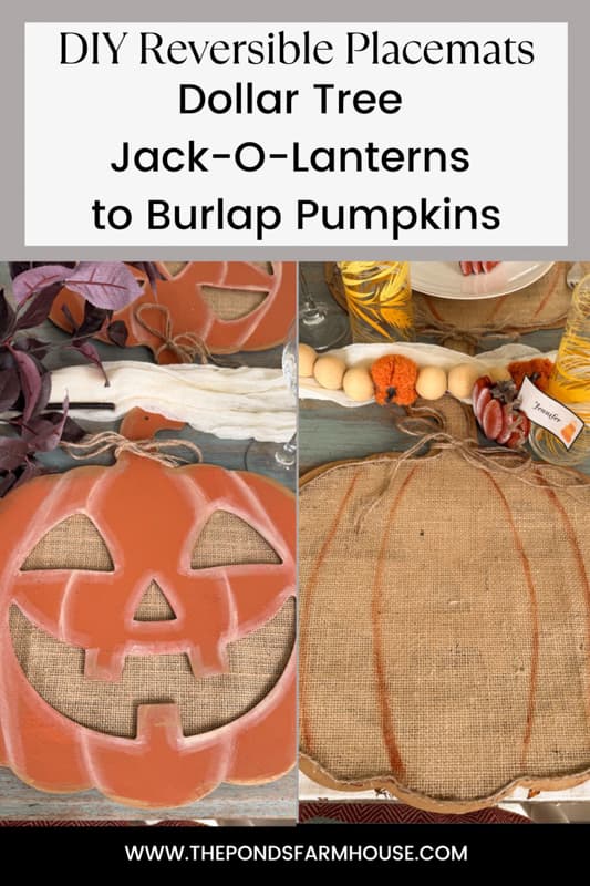 Dollar Tree Jack o lantern & Burlap Pumpkin Placemats