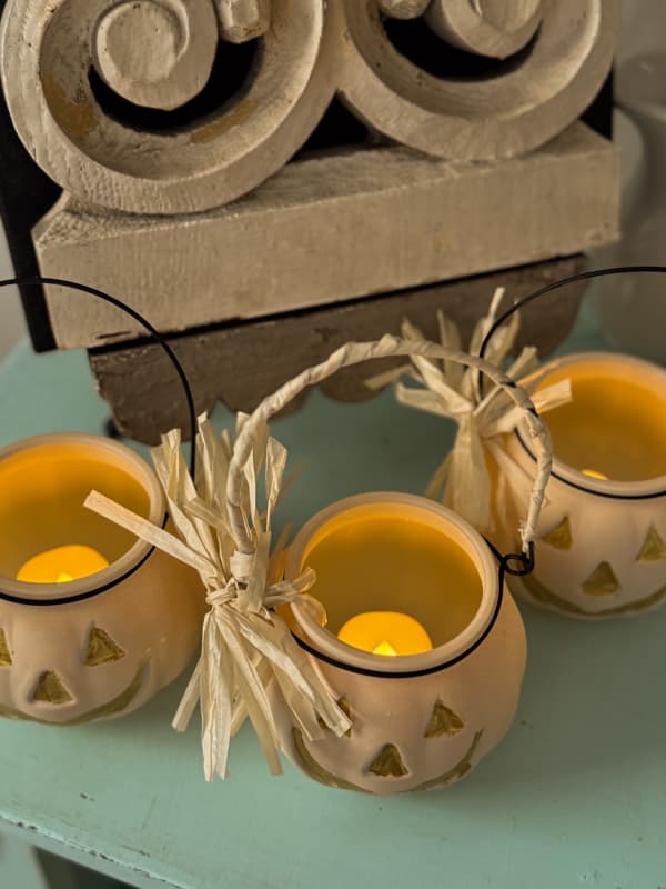 Dollar Tree Candleholders with battery tea lighs 