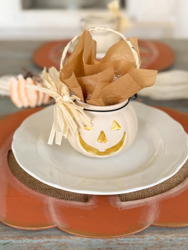 Upcycled Dollar Tree Candleholder Candy Jar on white plate