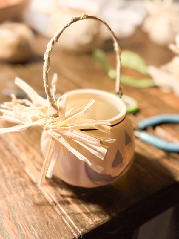 Upcycled Dollar Tree Candleholder with raffia bow