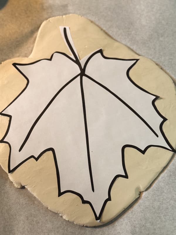add leaf template to air dry clay