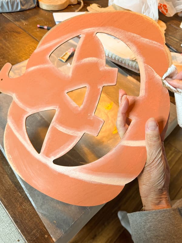 add rub n buff around edges of jack o lantern