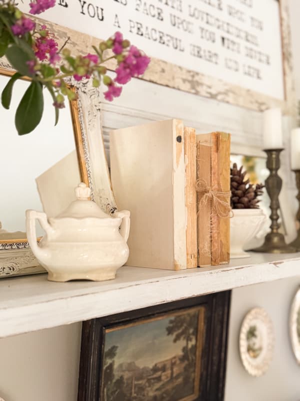 deconstructed old books on shelf
