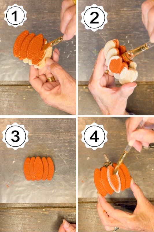 steps to painting wood pumpkins