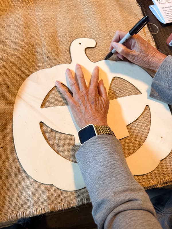 Trace Pumpkin Shape onto burlap fabric