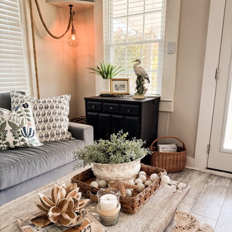 black panted chest in beach cottage