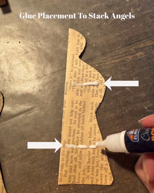 Glue placement for stacked angels