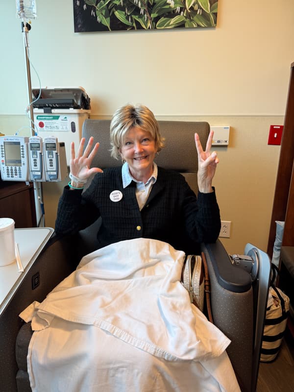 Rachel at # 7  and Last Chemo Treatment