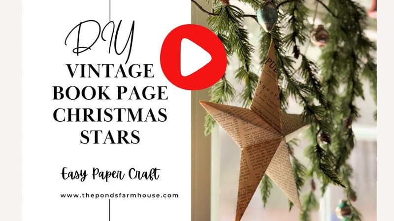 DIY Vintage Book Page Christmas stars Video