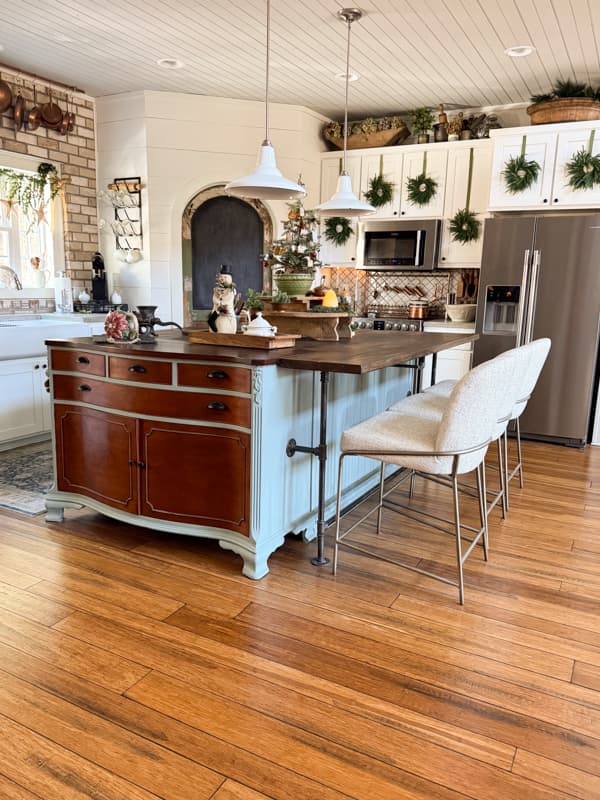 The DIY Kitchen island decorated for Christmas 2025 tour