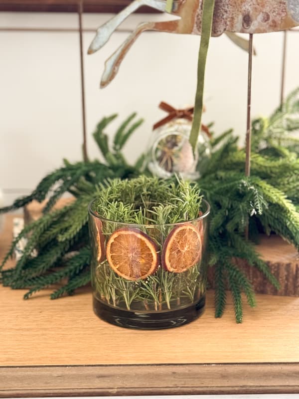 Rosemary and dried orange candle holder