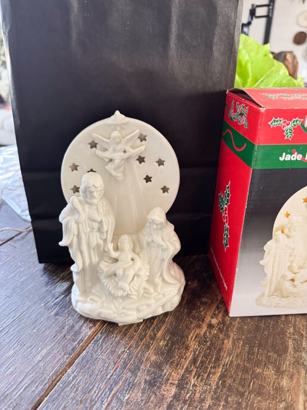 Thrift Store Nativity scene tea light holder 