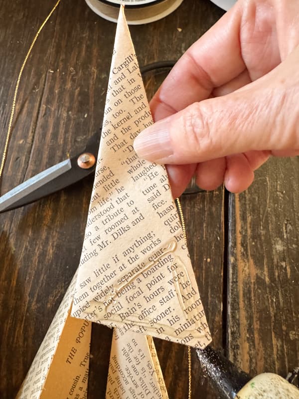 Add hot glue to lower section of star point