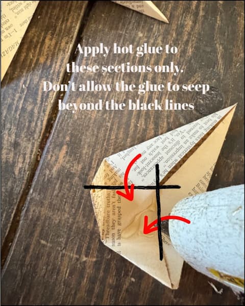 apply glue to secure the folded edges. 