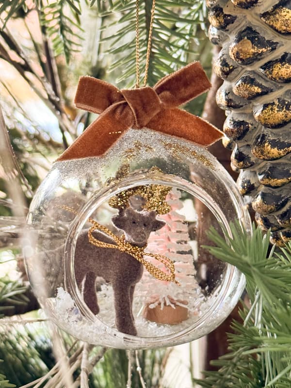 reindeer Snow Globe ornaments on Christmas tree