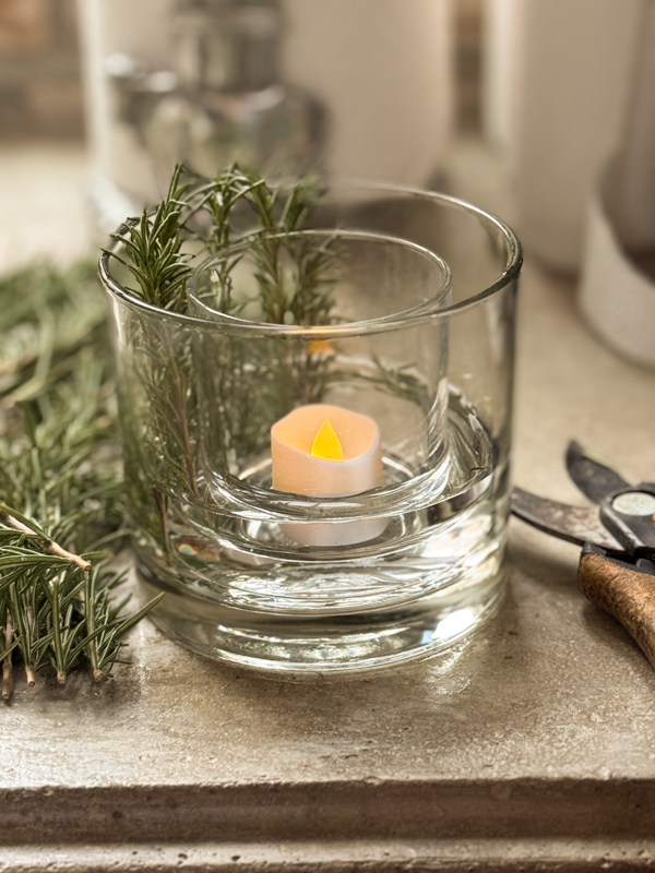 rosemary with two candle holders