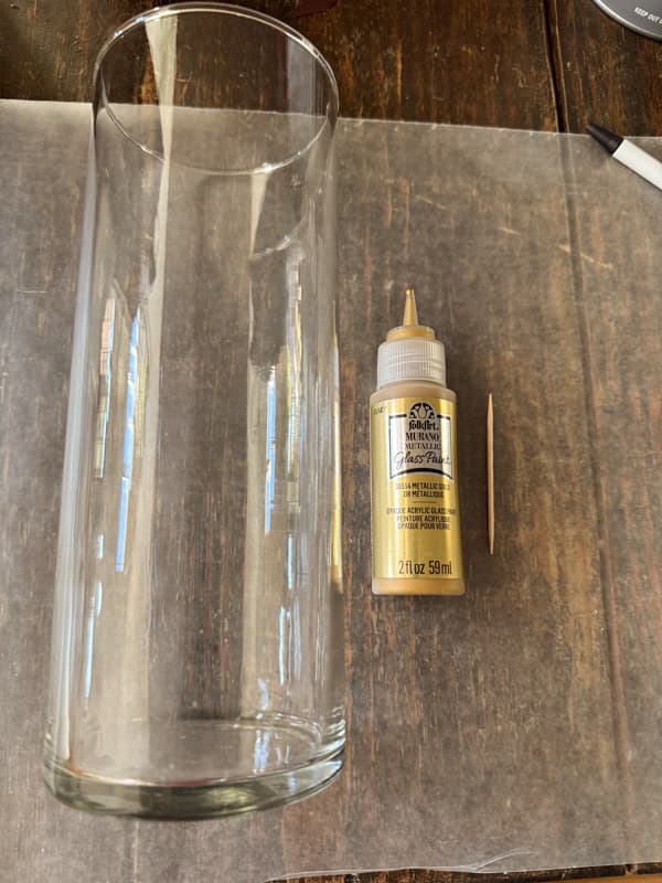 supplies for glass vase DIY painted candleholders with gold trees