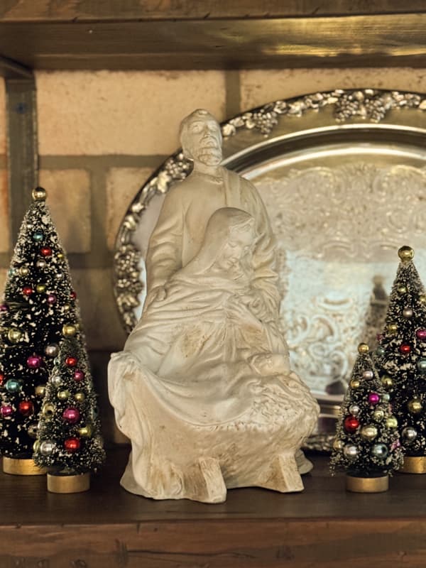 Thrifted Nativity Scene with makeover in white