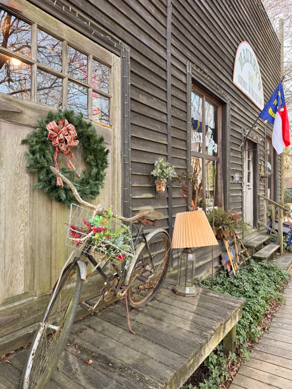 Primitive building now an antique store in gold hill NC