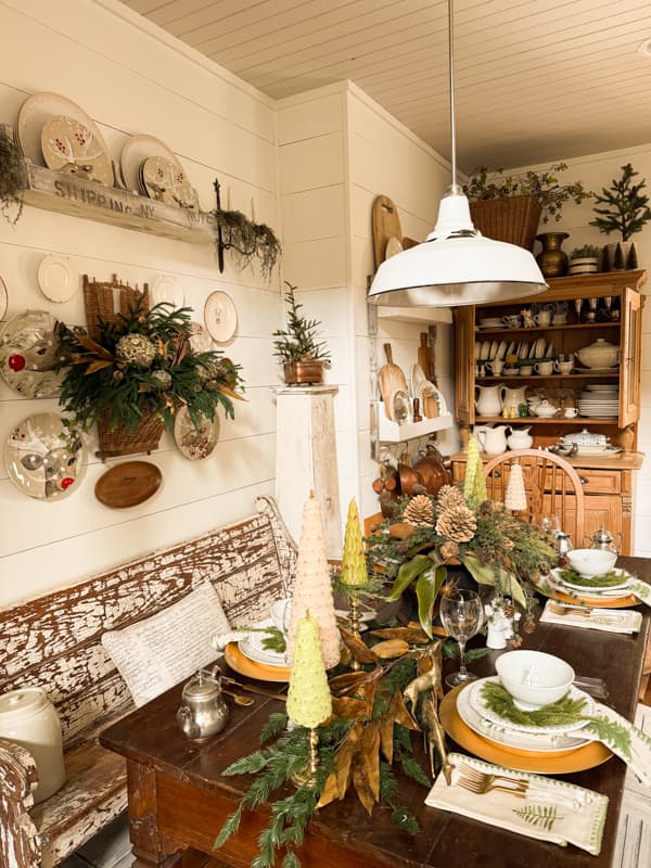 Christmas Table With Gallery Wall and Hutch
