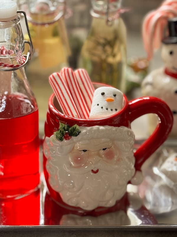 Peppermint Simple Syrup with Santa mug