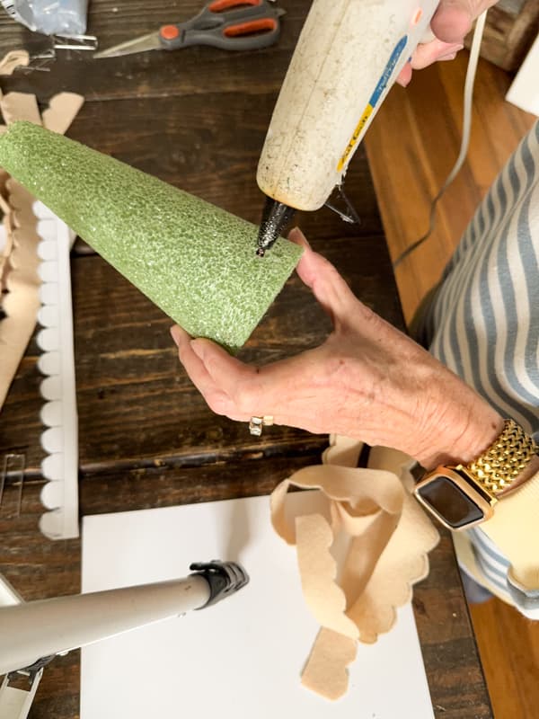 add not glue to Styrofoam cone