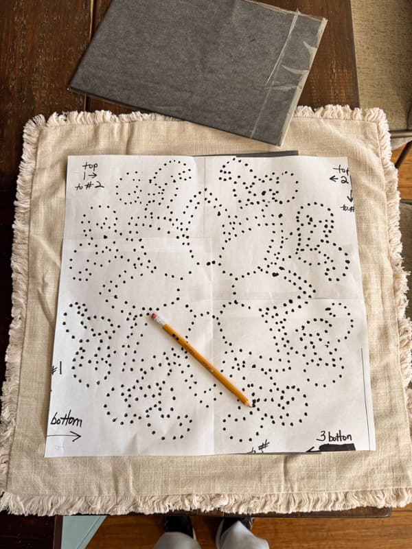 Candlewick Flower Pattern ready to transfer to pillow cover.