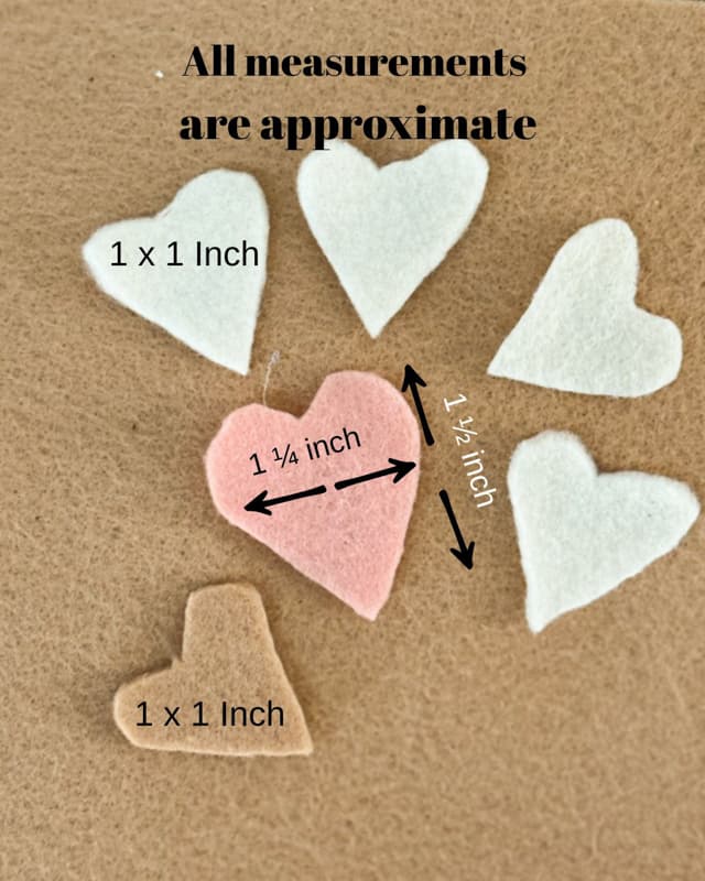 Felt Heart Measurement details