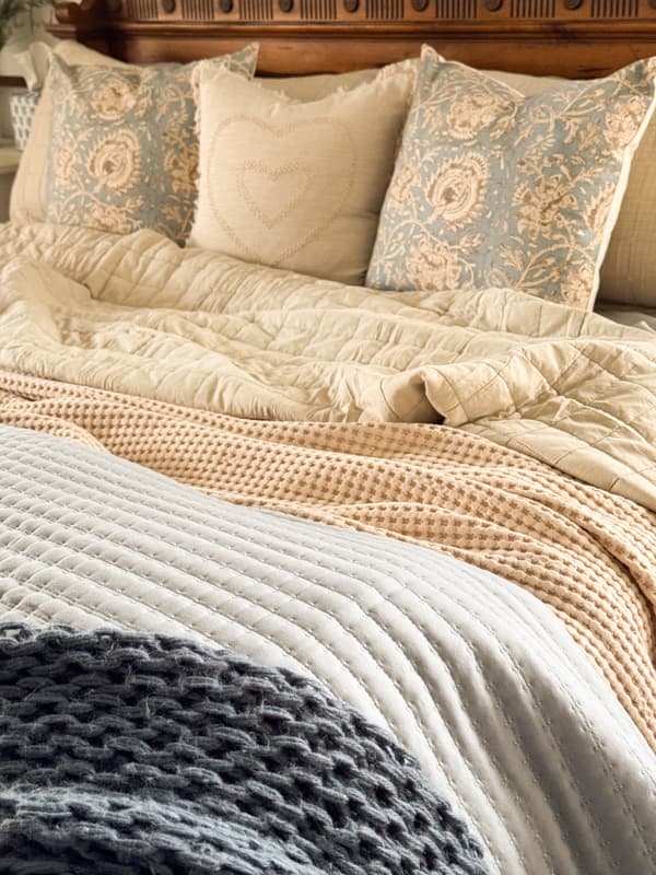 Pottery Barn Dupe Comfy Bedding with overstuffed inserts