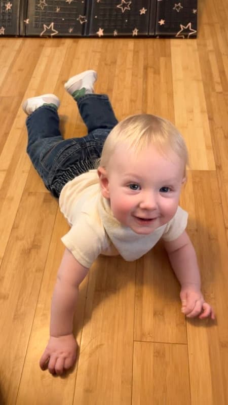 Baby Sawyer on floor