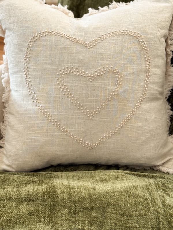 Retro Nostalgic Heart Candlewick Pillow 