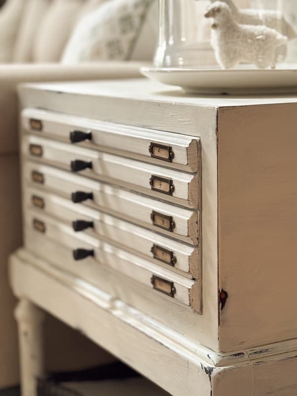 repurposed side table with industrial style