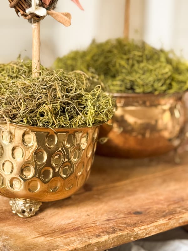 vintage brass containers for DIY topiaries