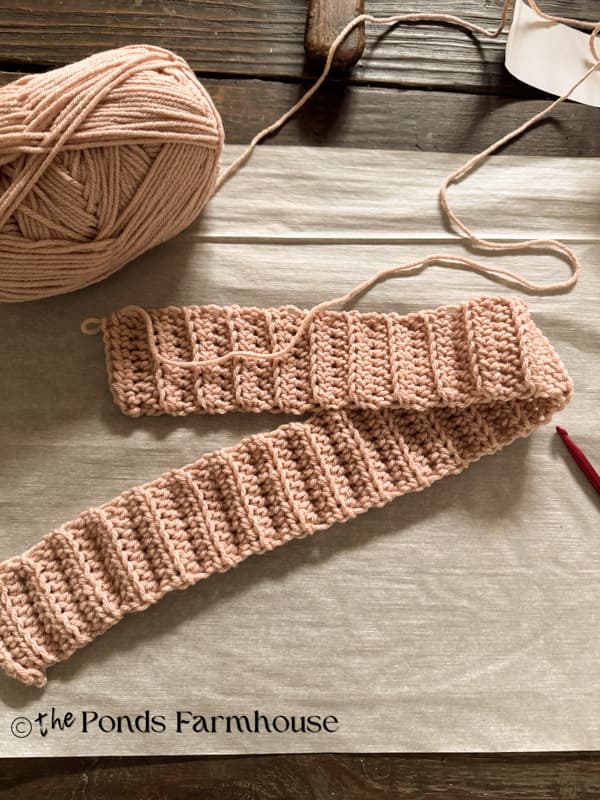 52 rows of half double crochet in back loop only crochet scraf pattern