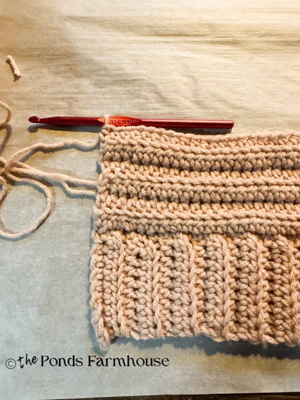 6 rows of half double crochets in back loop only DIY scraf