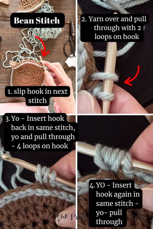 Beginning of Bean Stitch