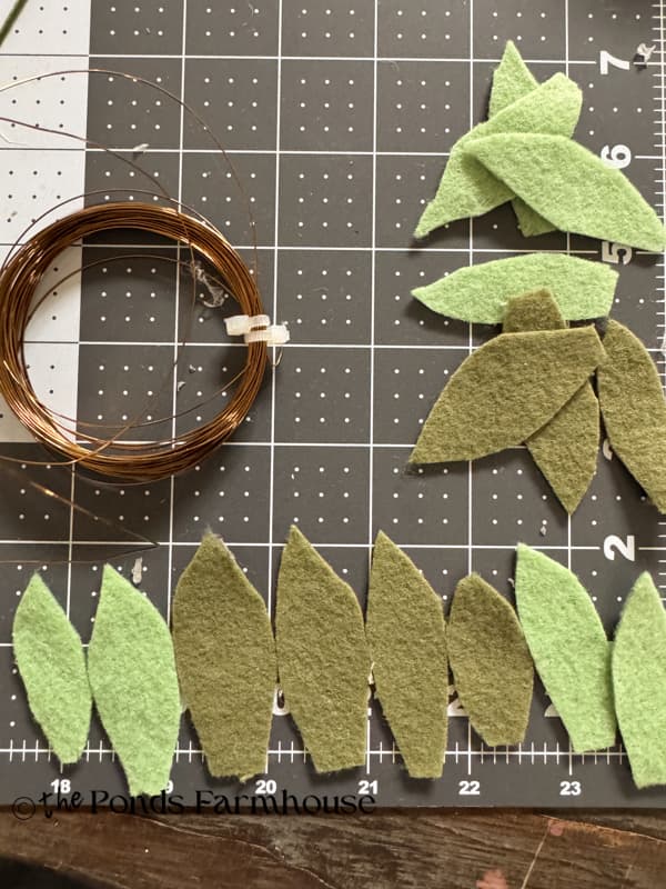 Felt leaves for Felt Flower Spring Garland DIY