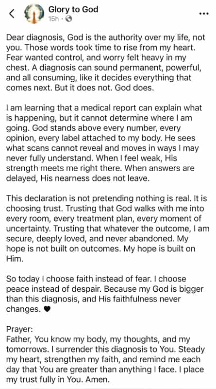 Glory To God - Faith vs Disgnosis