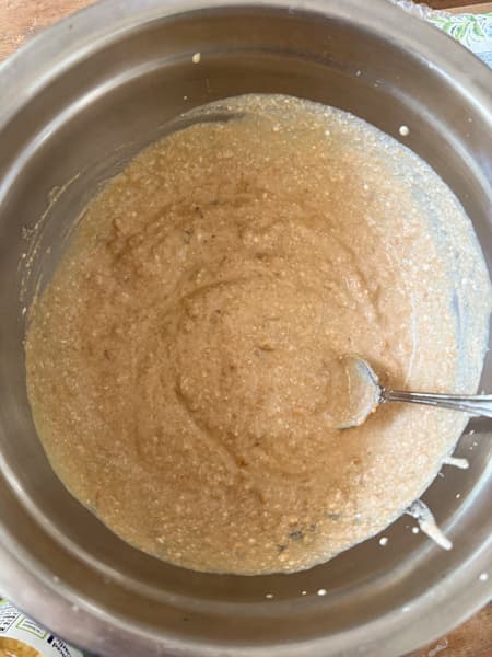 peanut sauce in mixing bowl