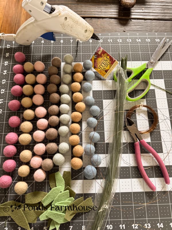 Supplies for DIY Felt Flower Spring Garland